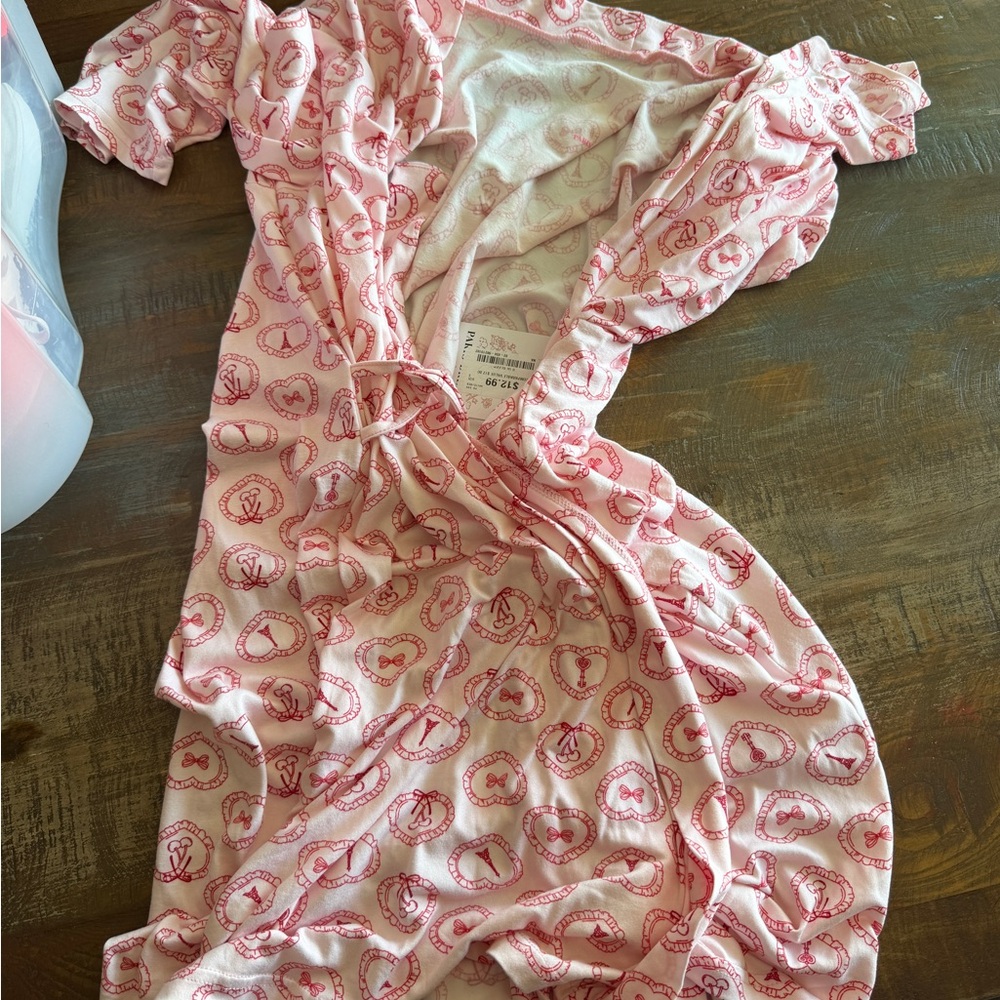 Women's Pink Printed Wrap Sleep Robe